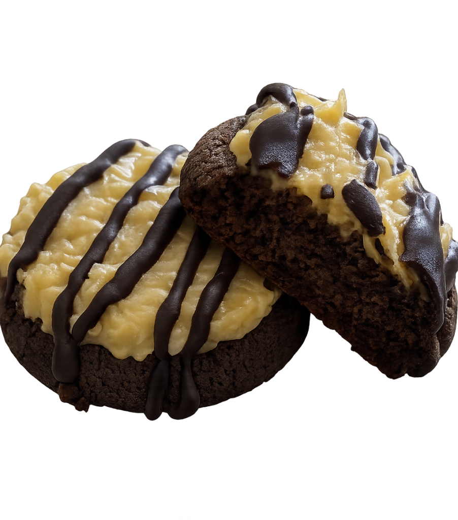 Grain-free German chocolate cookies with coconut custard