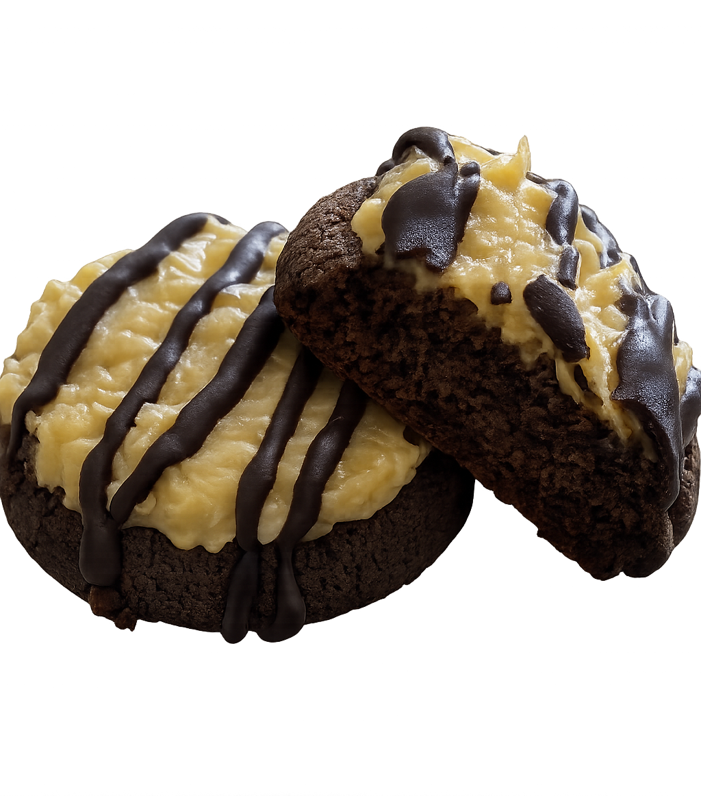 Grain-free German chocolate cookies with coconut custard